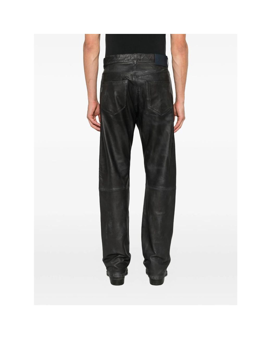 Haikure Gray Blake Panelled Leather Trousers for men