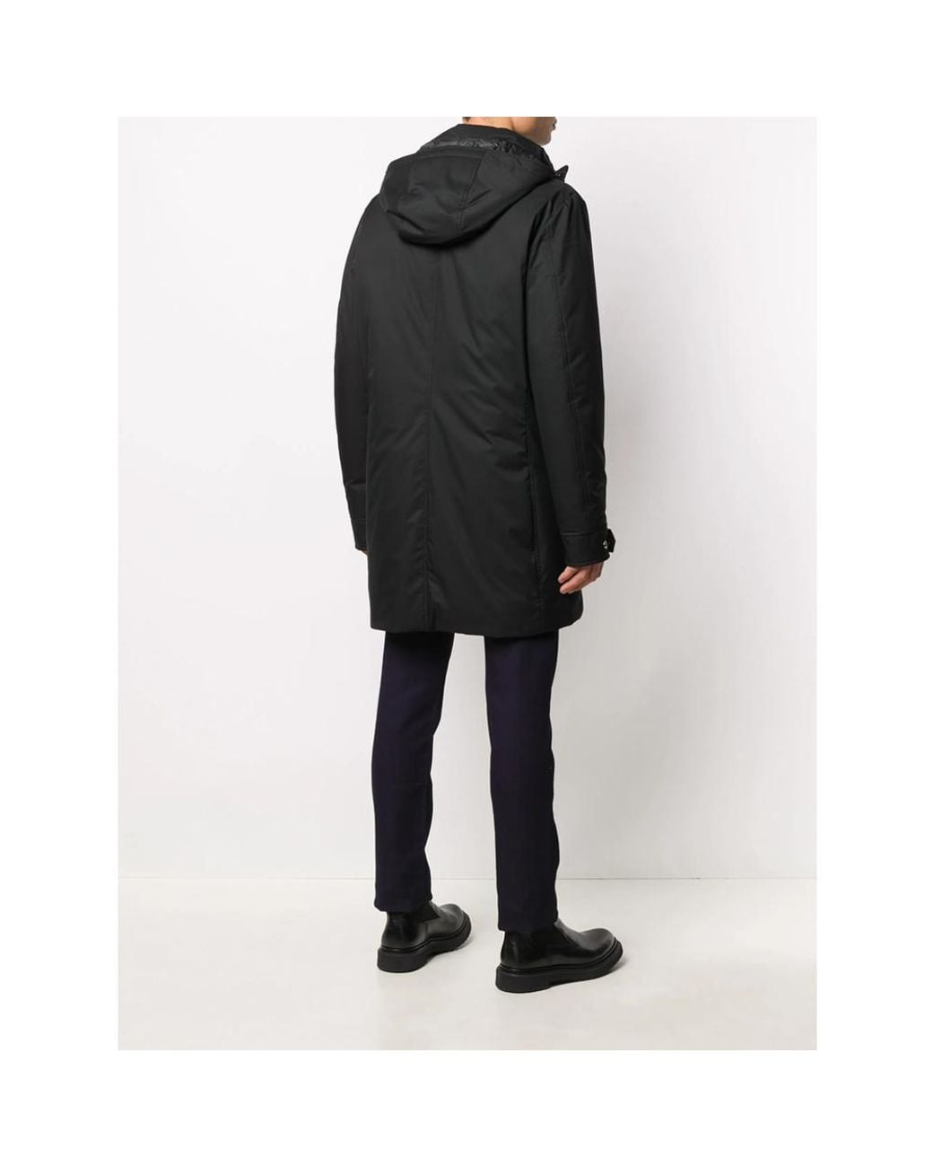 Moorer Black Hooded Parka Coat for men