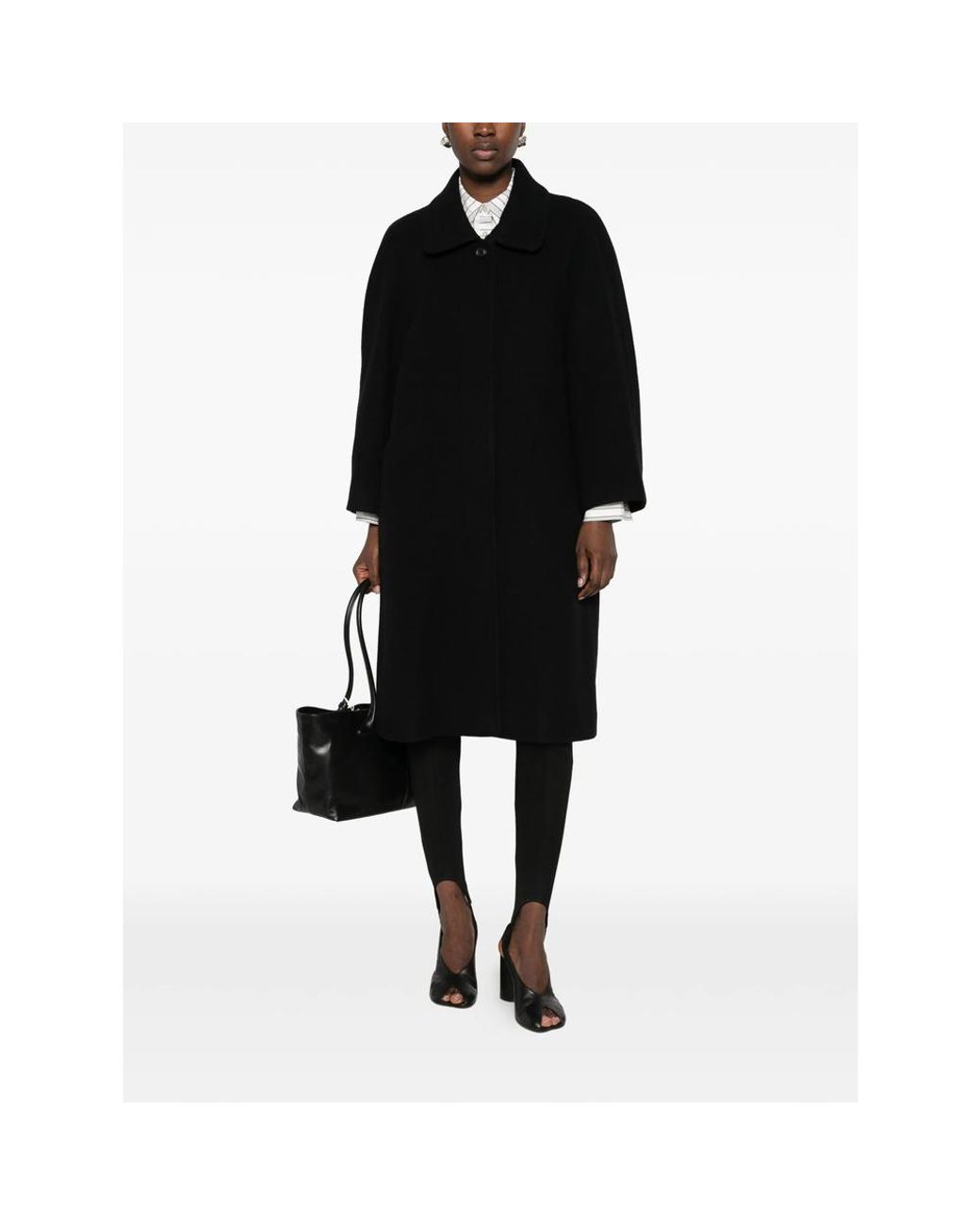 Low Classic Black Button-Up Collared Coat