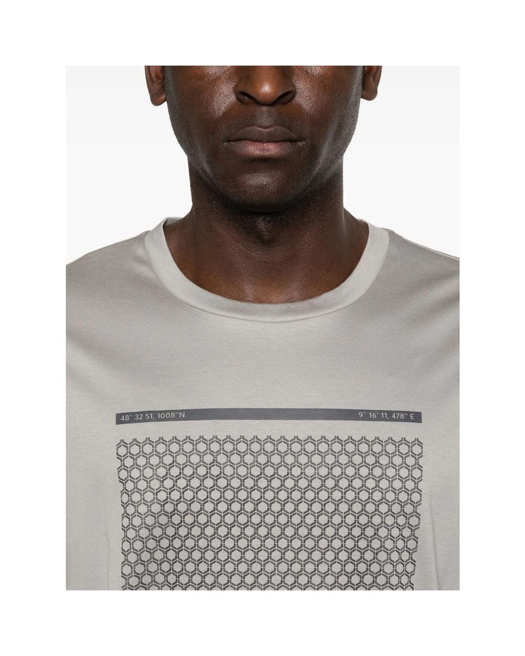Boss Gray Geometric-Print T-Shirt for men