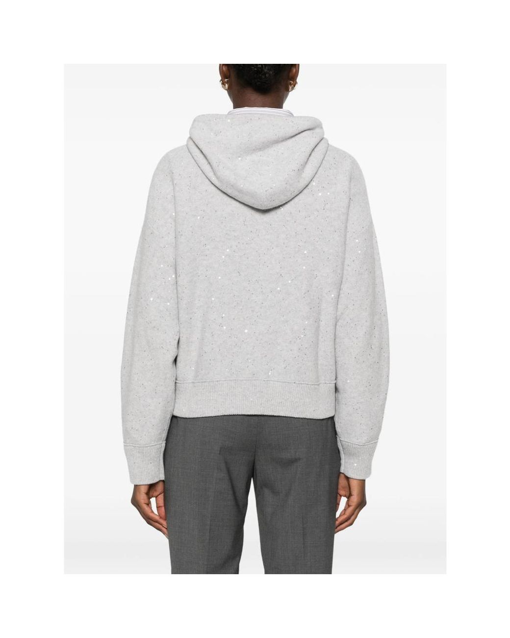 Antonelli Gray Sequin-Embellished Drawstring Hoodie