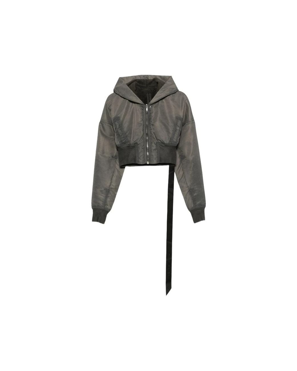 Rick Owens Gray Cropped Hooded Jacket