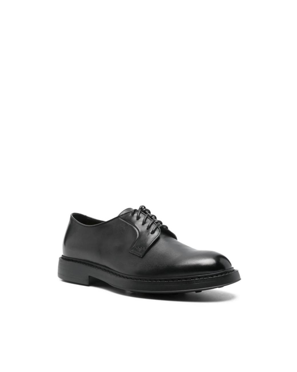 Doucal's Black Leather Derby Shoes for men