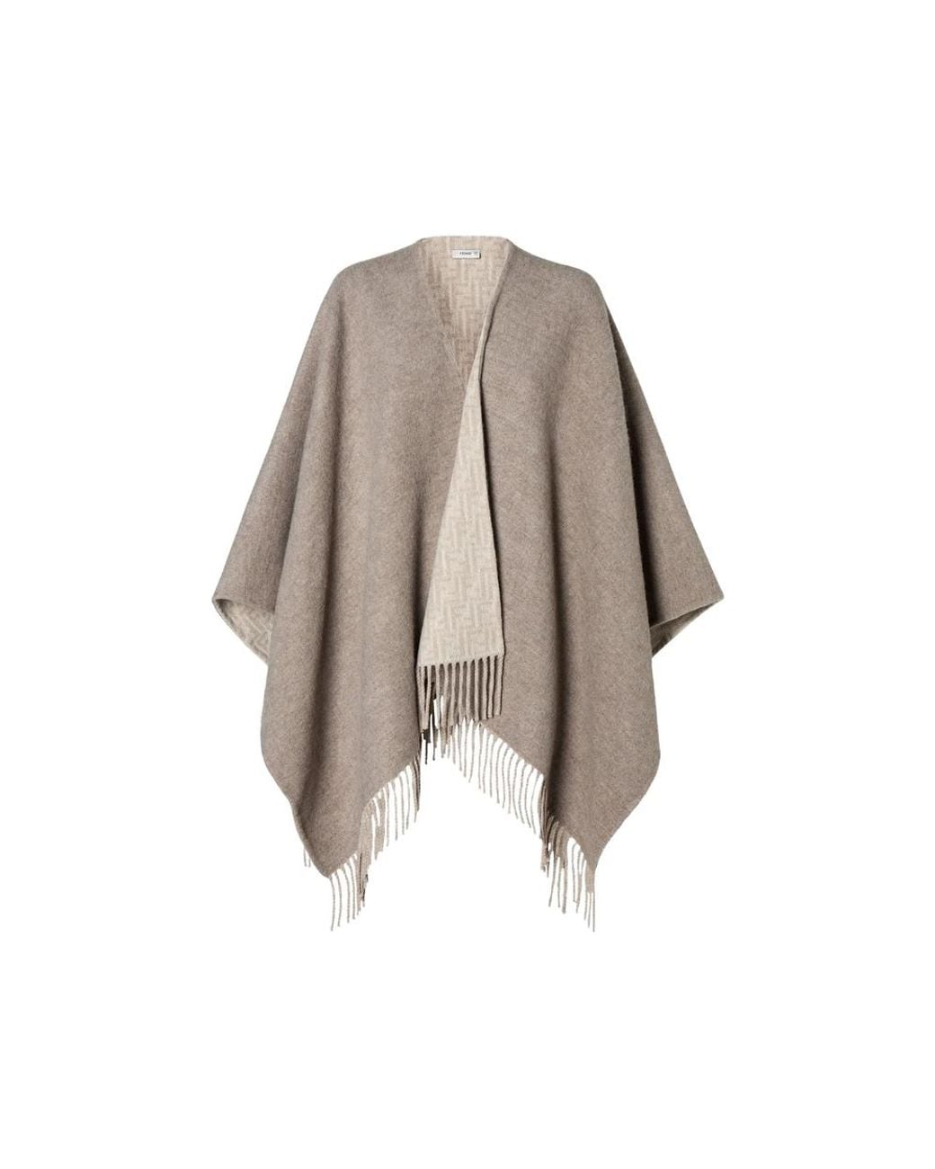 Fendi Brown Reversible Fringed Poncho