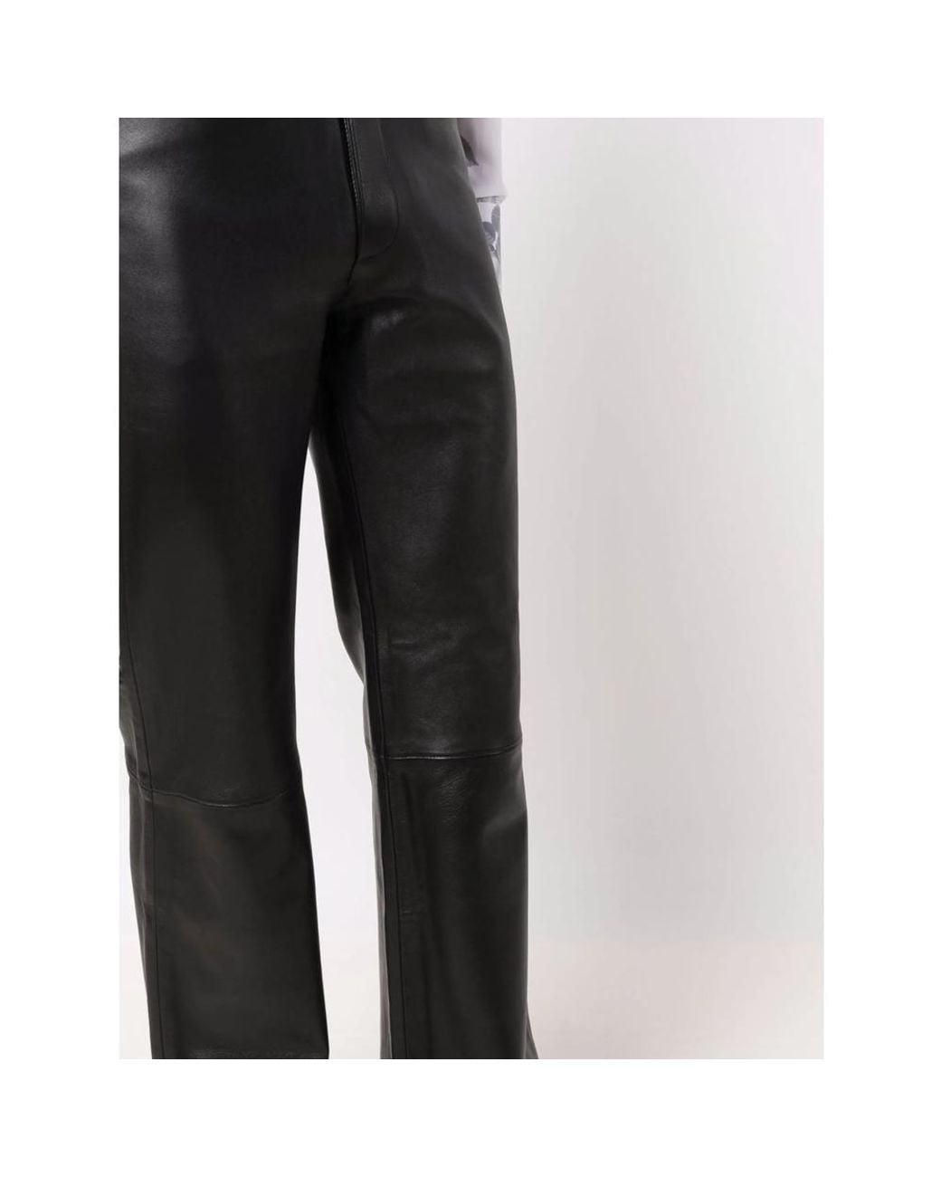 Ernest W. Baker Black Leather Flare-Leg Trousers for men