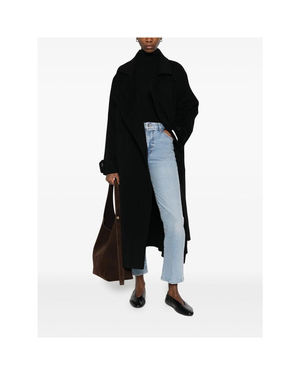 GLOX Black Belted Patch-Pocket Coat