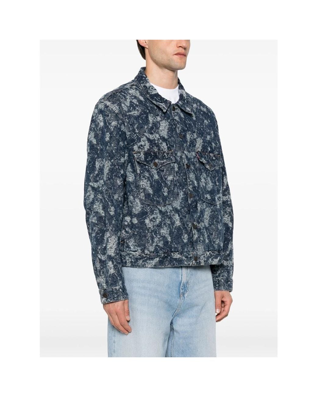 Levi's Blue Distressed Denim Jacket for men