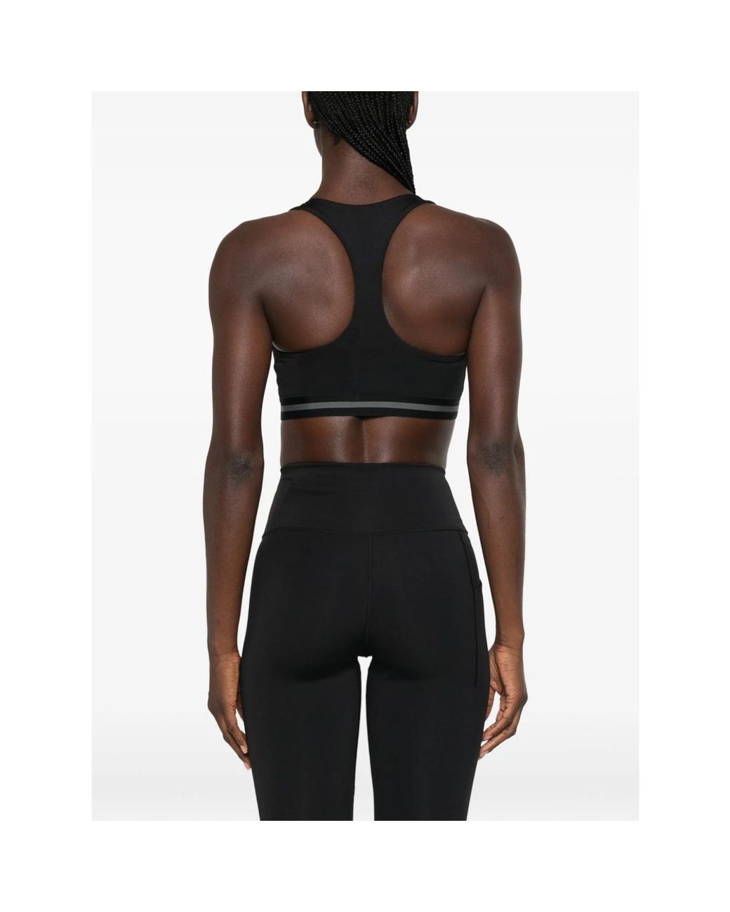 Calvin Klein Black Logo-Tape Racerback Sports Bra