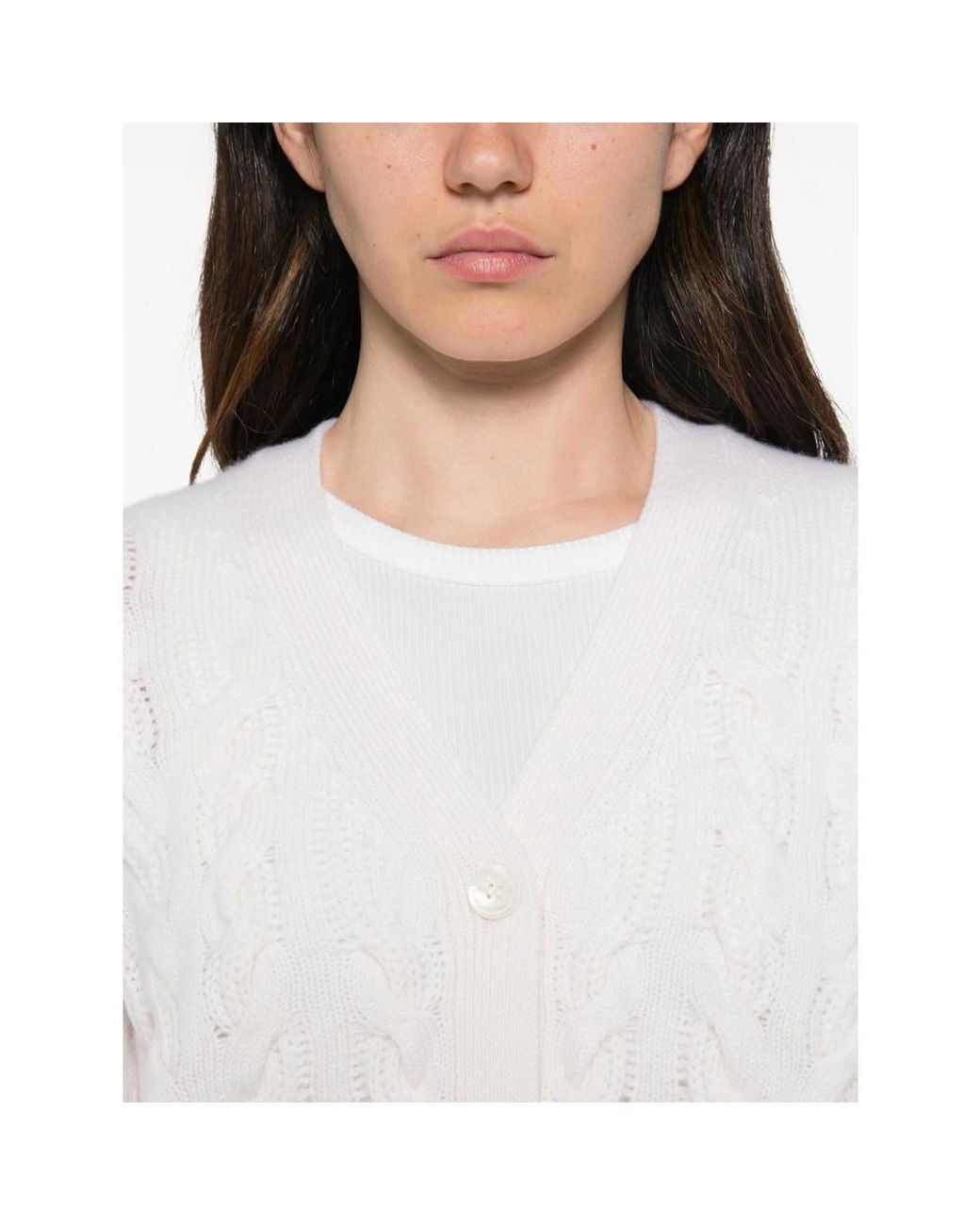 Max Mara White Cable-Knit Cardigan