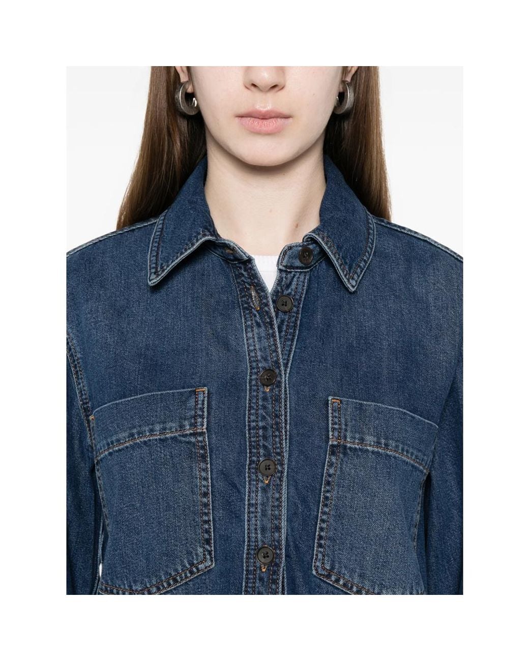 FRAME Blue Shirt Cotton-Lyocell