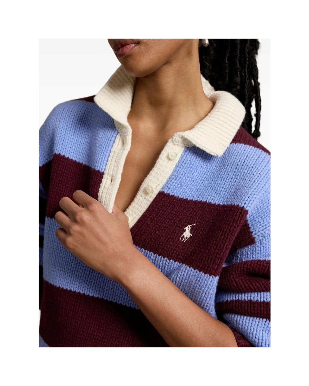 Ralph Lauren Blue Striped Rugby Polo Sweater
