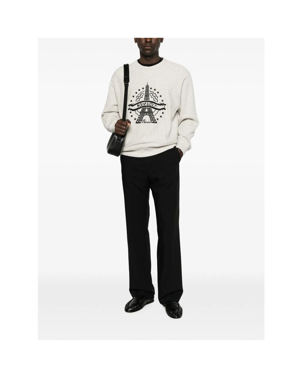 KENZO White Logo-Embroidered Cotton Sweater for men