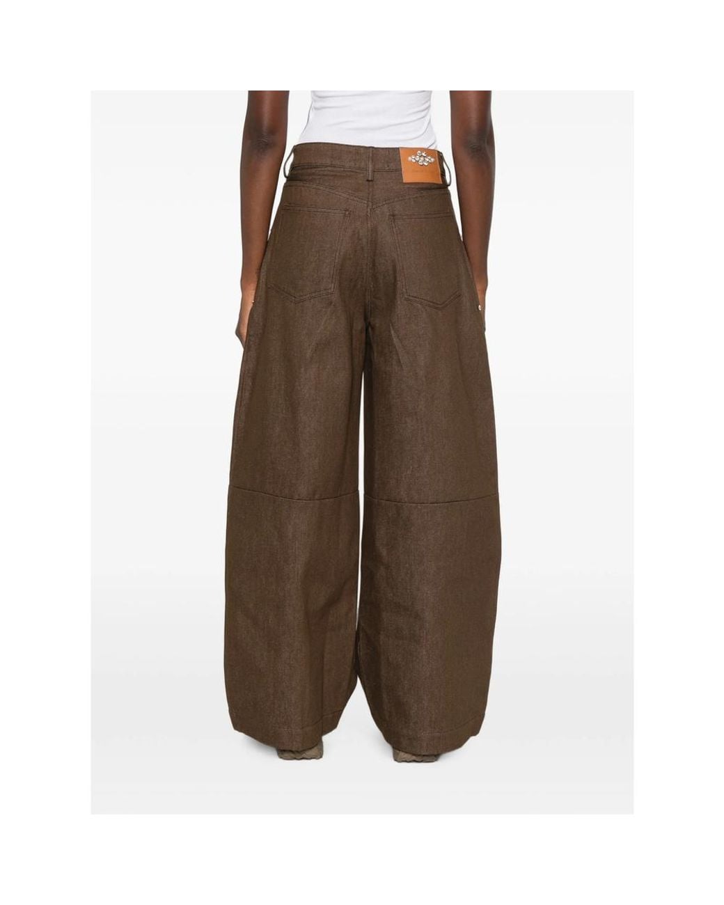 Simone Rocha Brown Embellished Logo-Patch Jeans