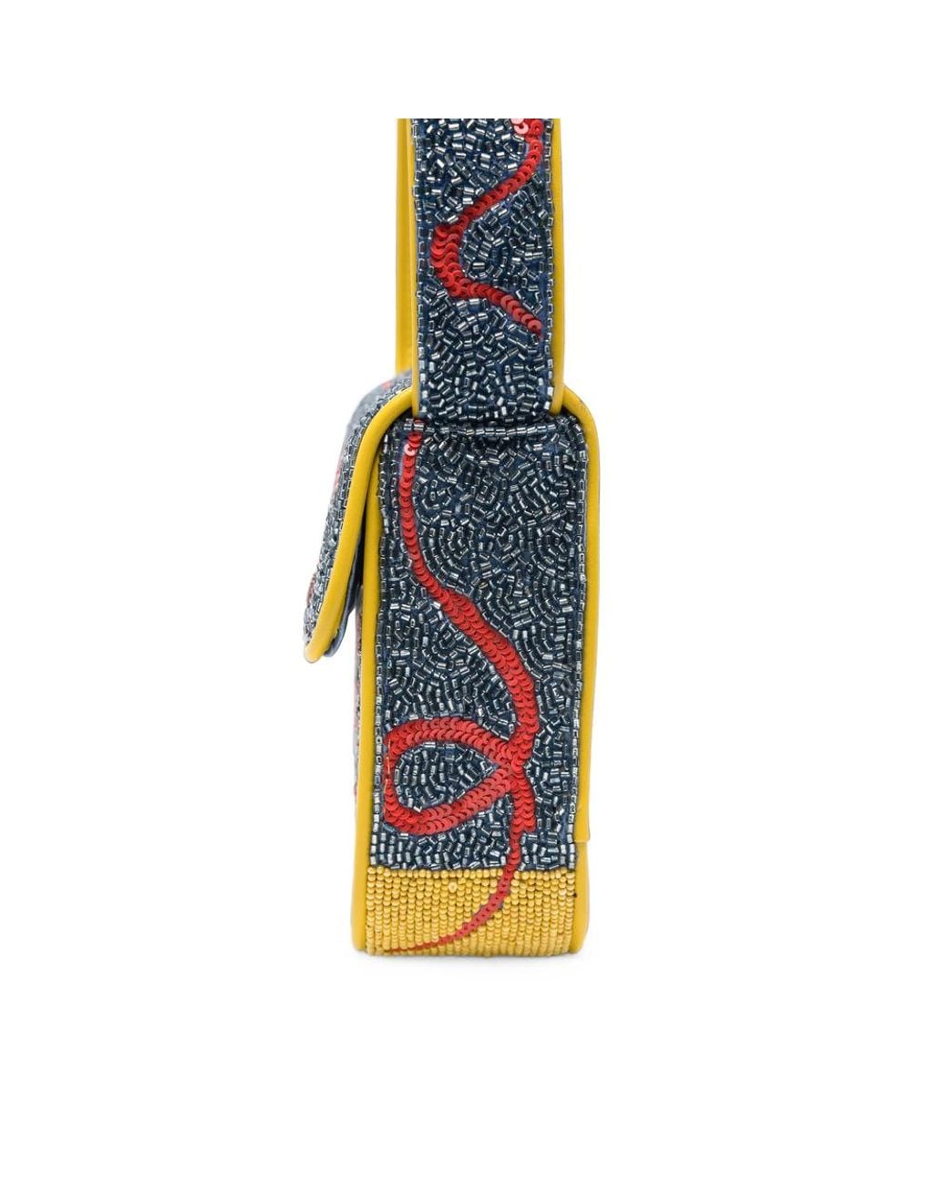 Staud Blue Tommy Hotline Bead-Embellished Shoulder Bag
