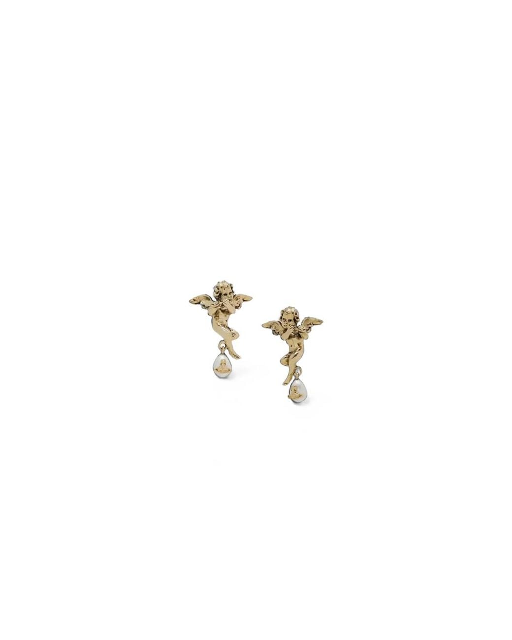 Vivienne Westwood Metallic Putti Pearl-Drop Earrings