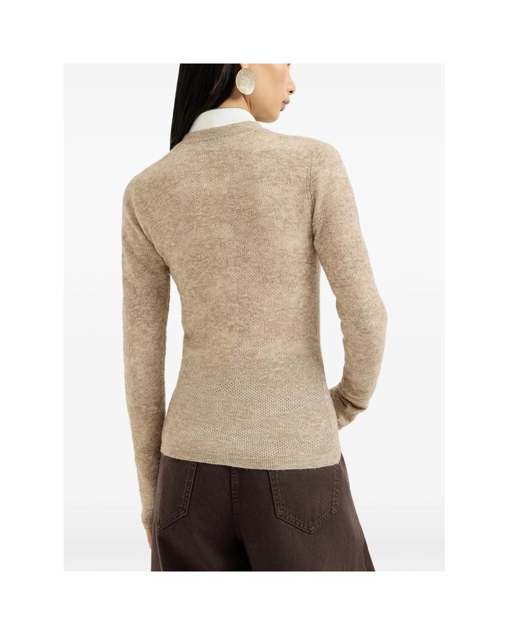 Brunello Cucinelli Natural Silk, Alpaca And Wool Flower-Lace Sweater