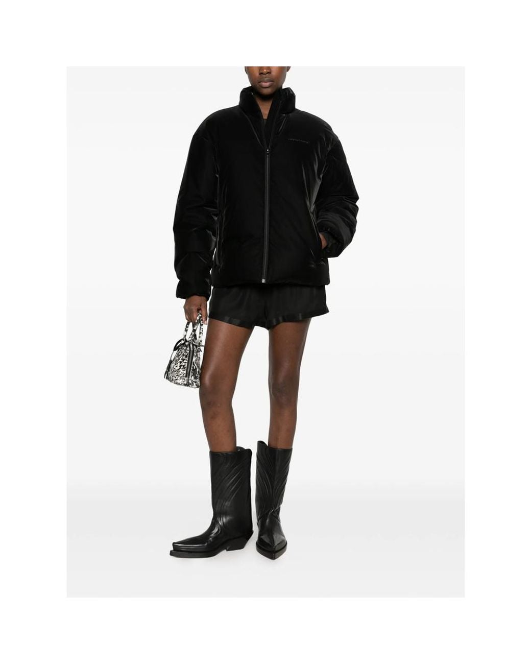 Alexander Wang Black Velvet Puffer Jacket