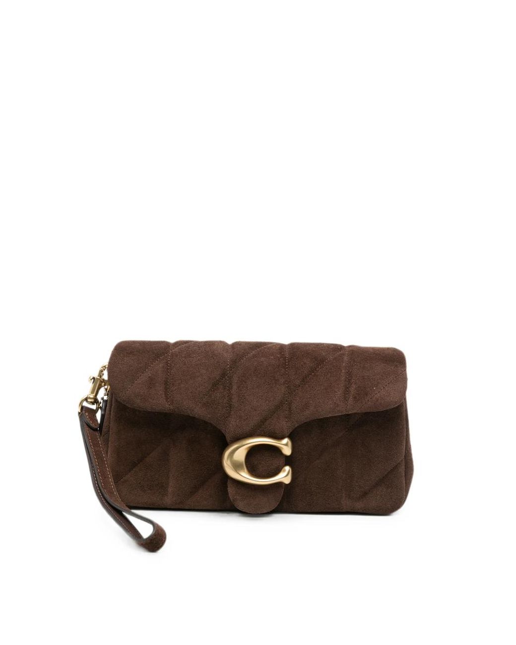 COACH Brown Sac Porté Épaule En Daim Matelassé Tabby