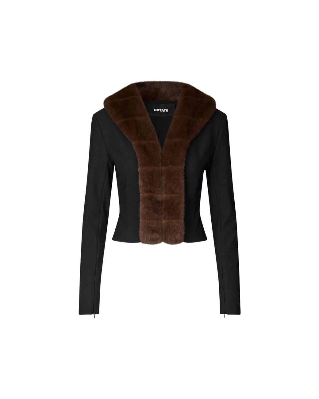 ROTATE BIRGER CHRISTENSEN Black Faux-Fur-Collar Cardigan