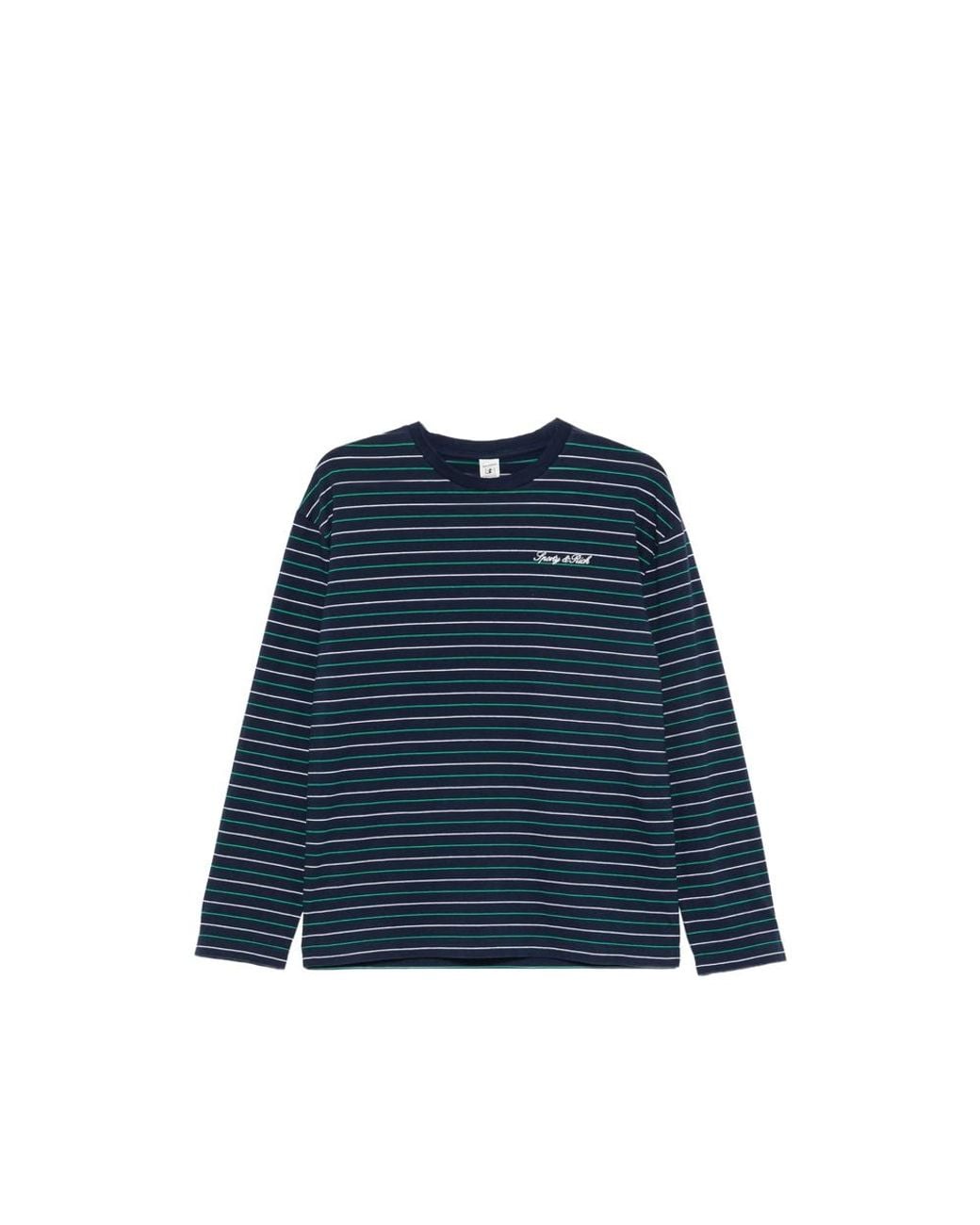 Sporty & Rich Blue Striped-Pattern Long-Sleeve T-Shirt