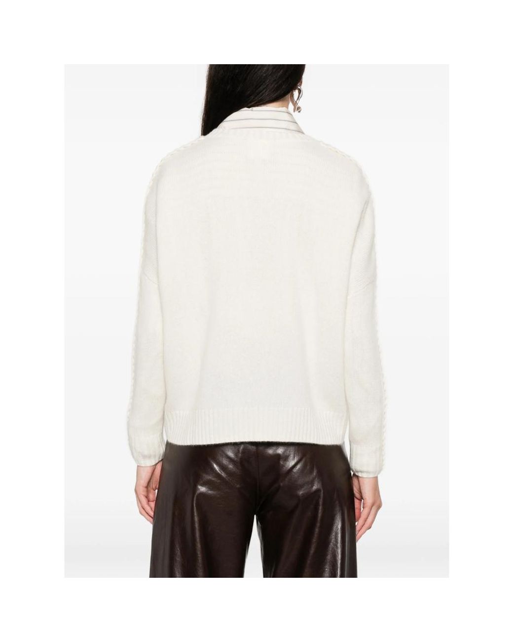 Kujten White Whipstitch-Detailed Sweater