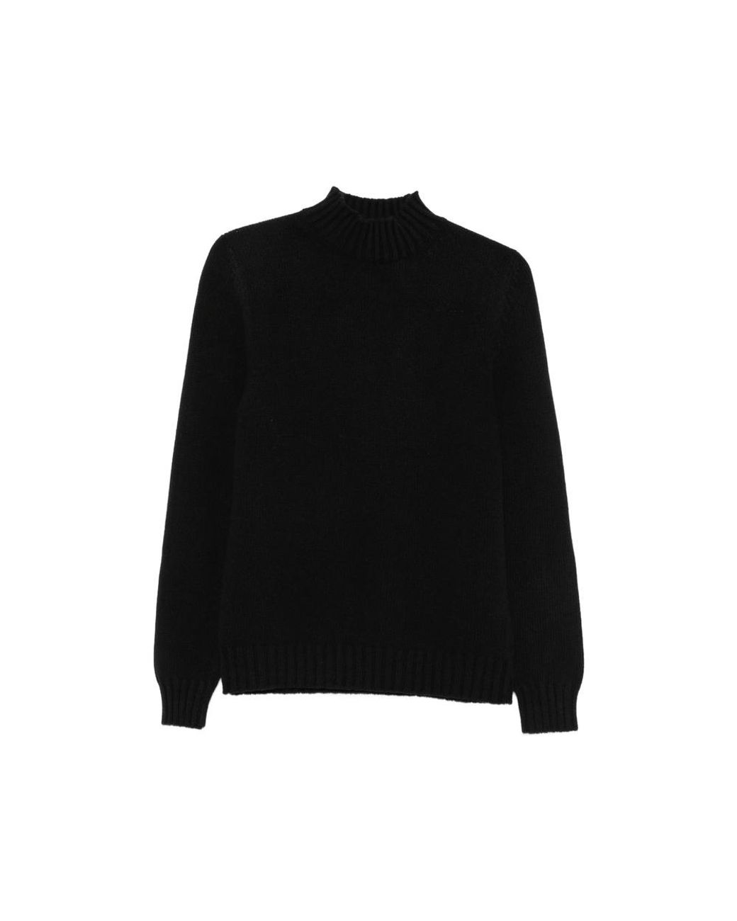 Fedeli Black Ribbed-Knit High-Neck Knit for men