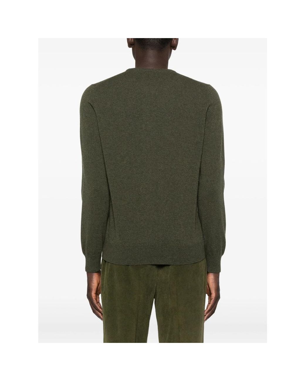La Fileria Green Crew-Neck Cashmere Sweater for men