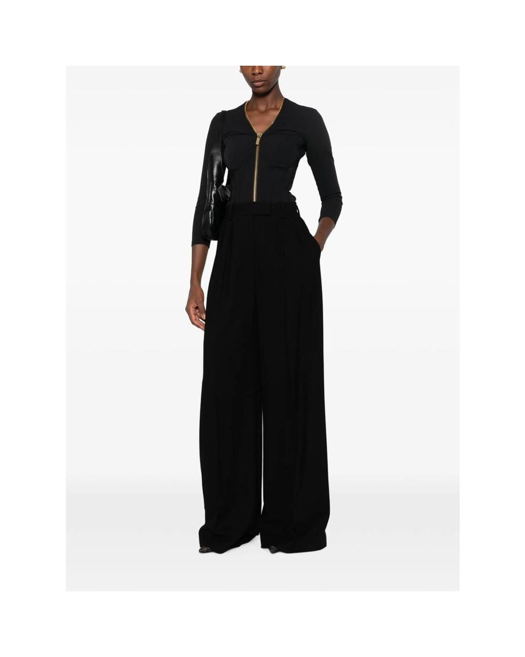 Elisabetta Franchi Black Zip-Up Corset-Style Jacket