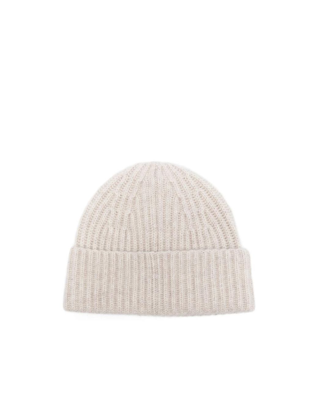 Lisa Yang White Ribbed Cashmere Beanie