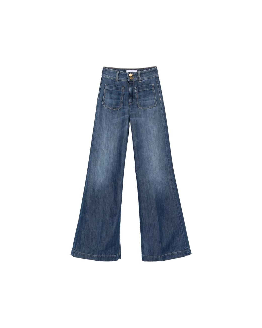 Seafarer Blue Patch-Pocket Wide-Leg Jeans