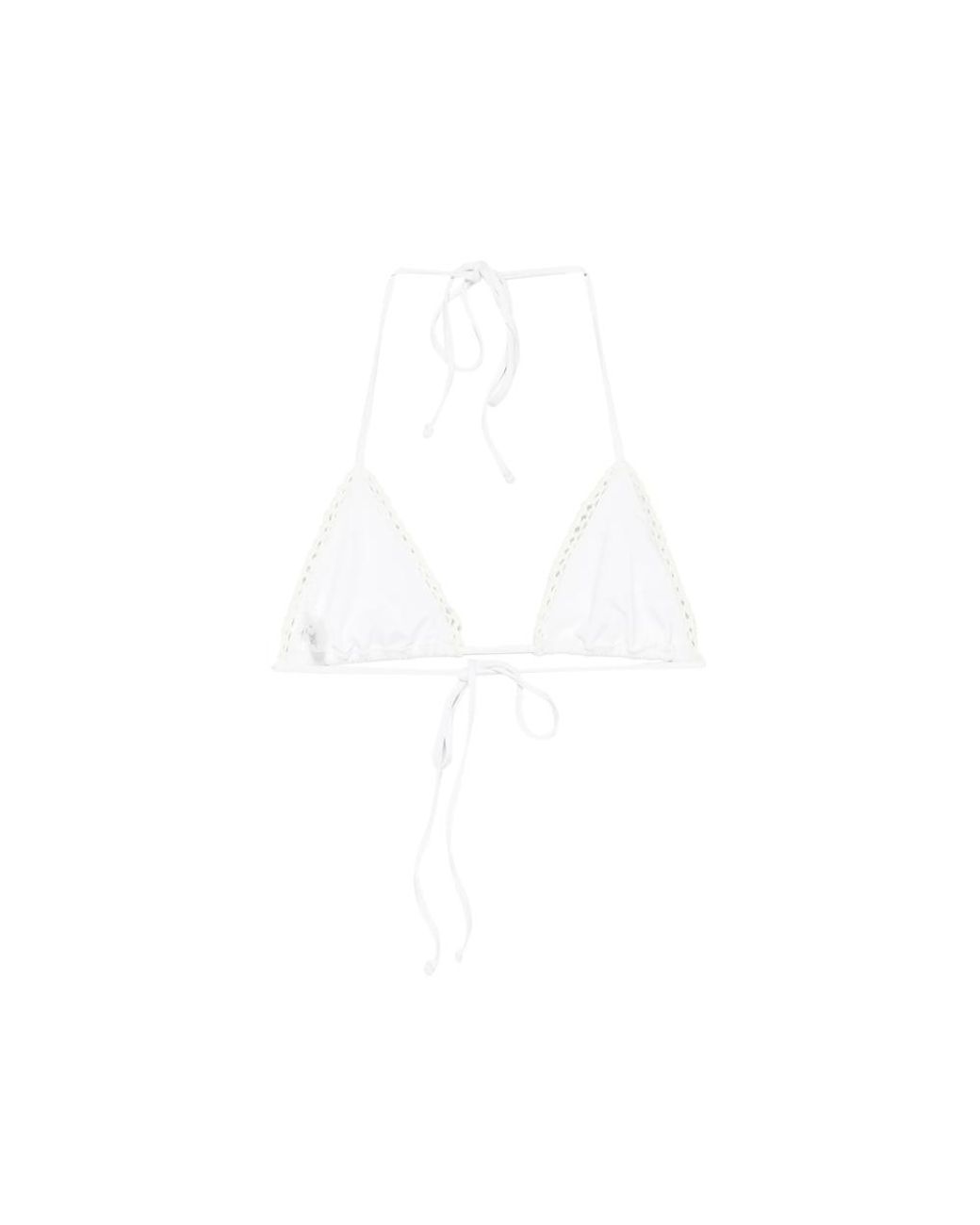 Frankie's Bikinis White X Jennie Nick Crochet Triangle Bikini Top