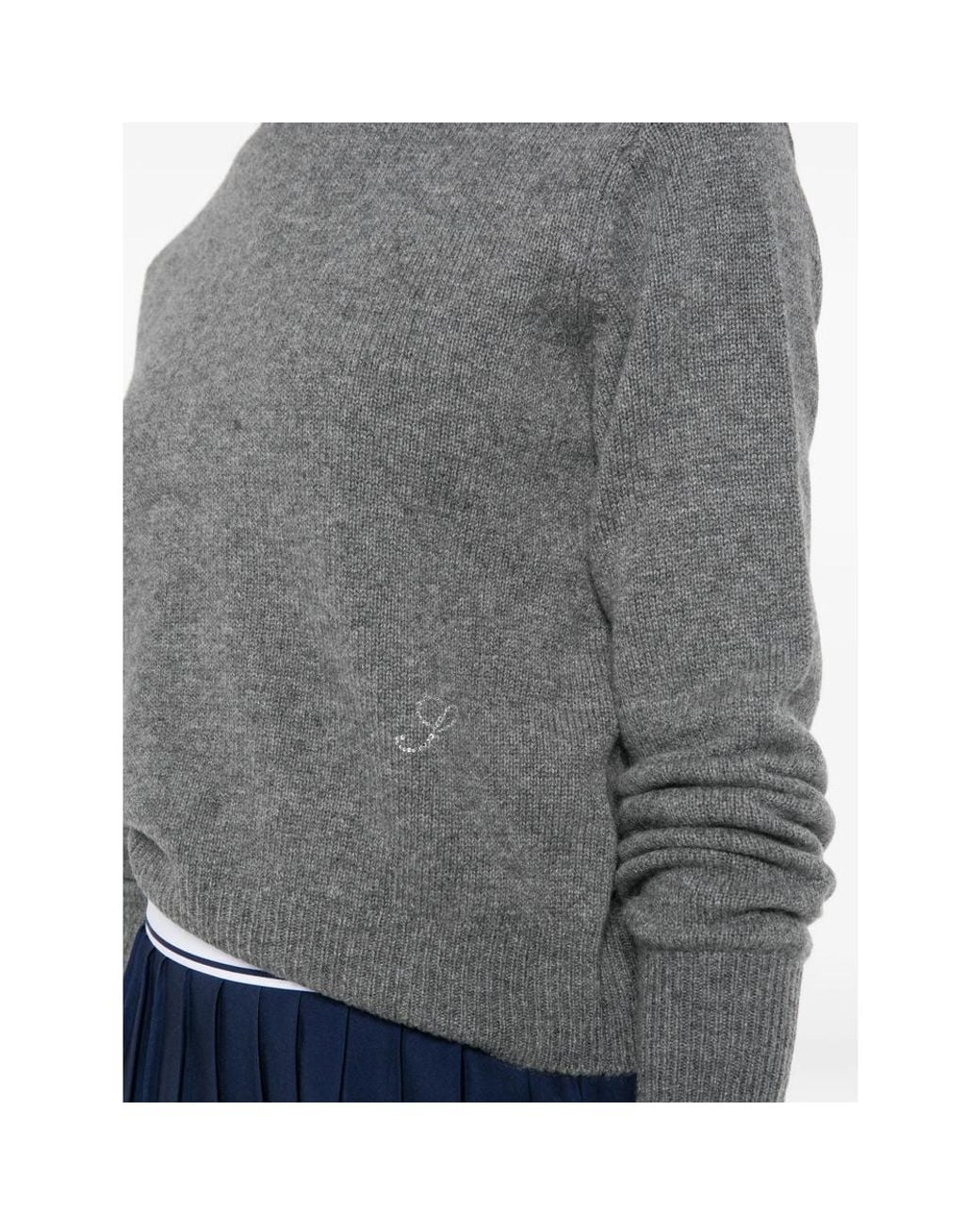 Sporty & Rich Gray Crystal-Embellished Sweater