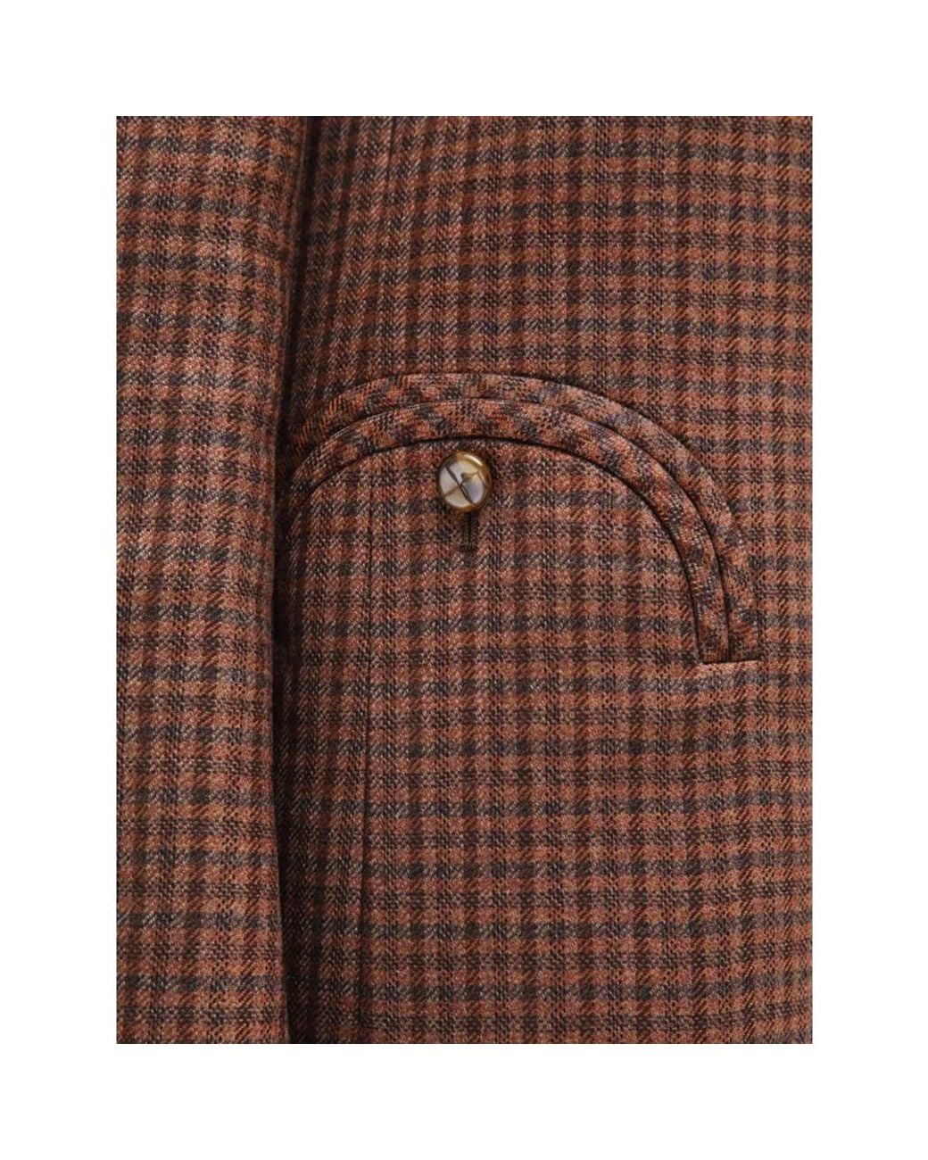 Blazé Milano Brown Check-Pattern Double-Breasted Jacket