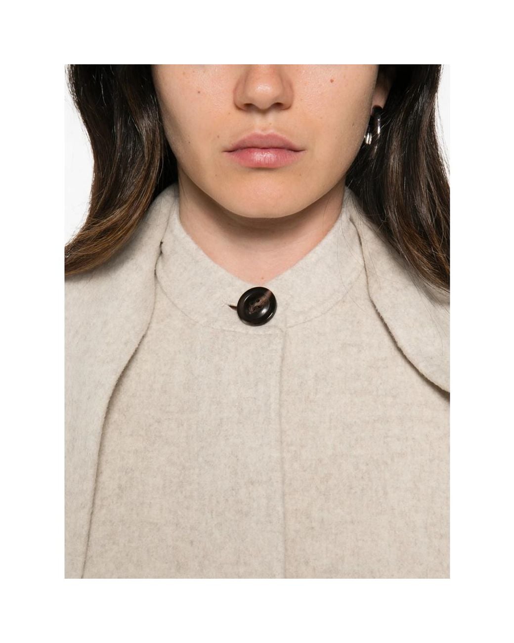 Soeur Natural Scarf-Detail Longline Coat