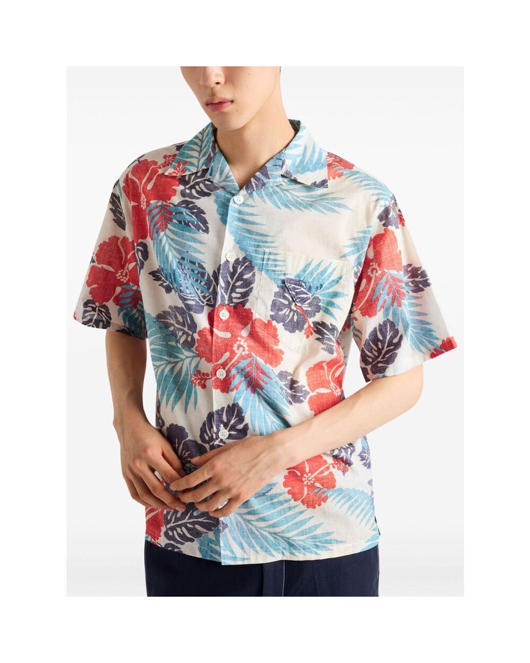 Prada Blue Floral Shirt for men
