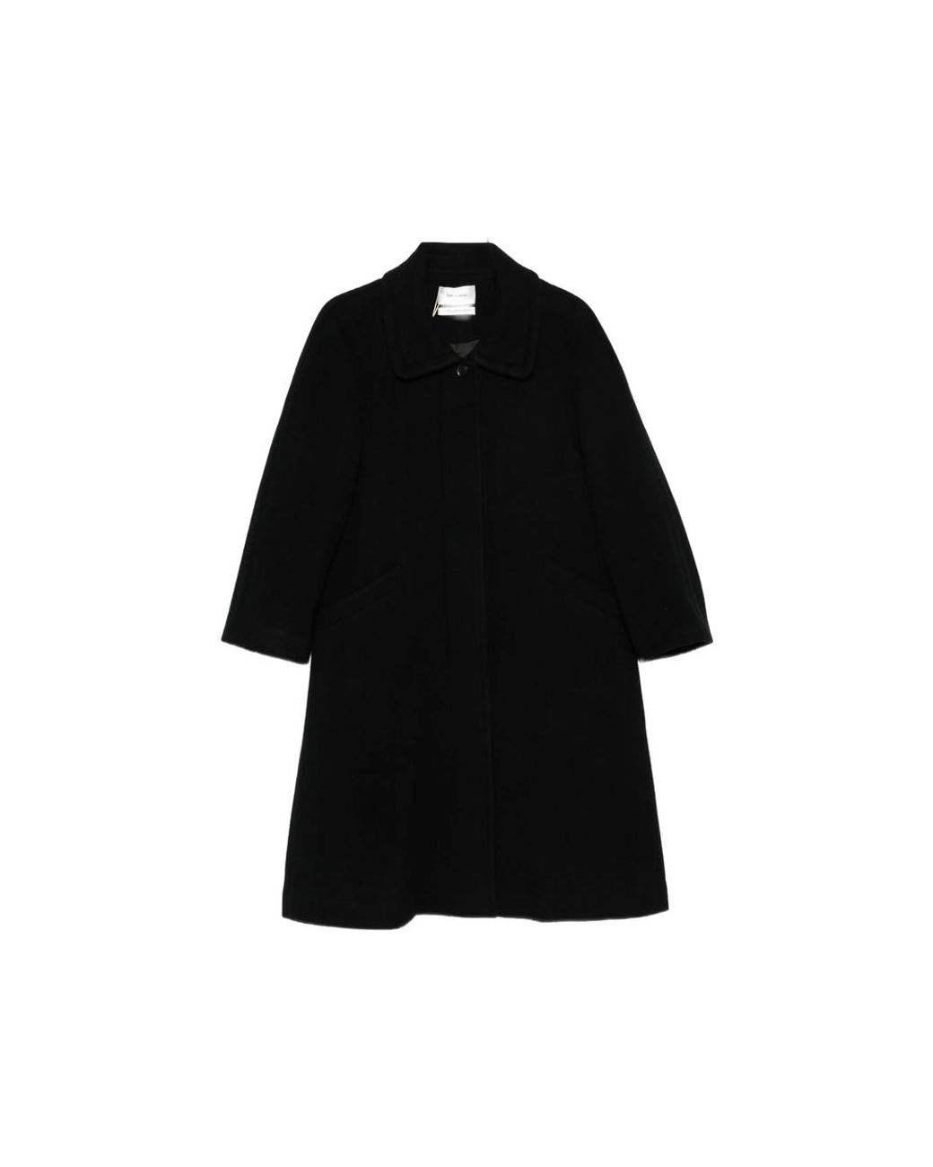 Low Classic Black Button-Up Collared Coat