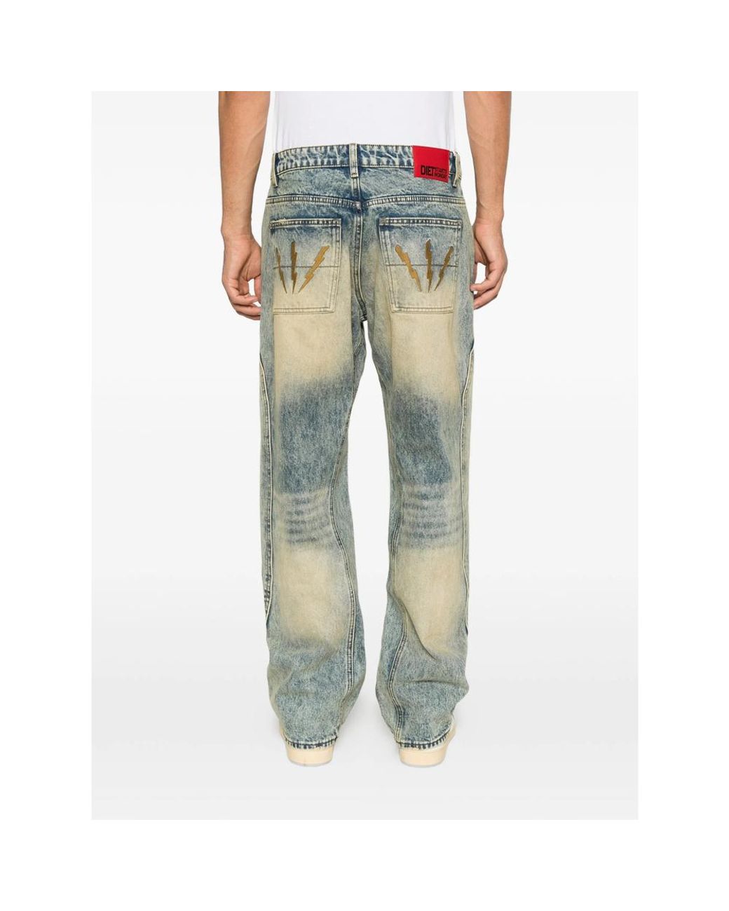 DIET STARTS MONDAY Blue Acid-Wash Lightning-Bolt Jeans for men