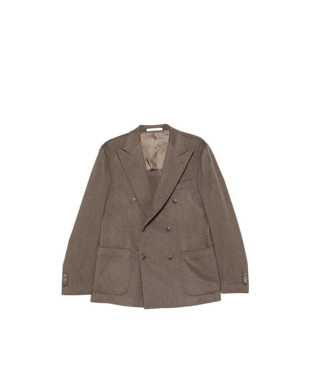 Tagliatore Brown Double-Breasted Peak-Lapels Blazer for men