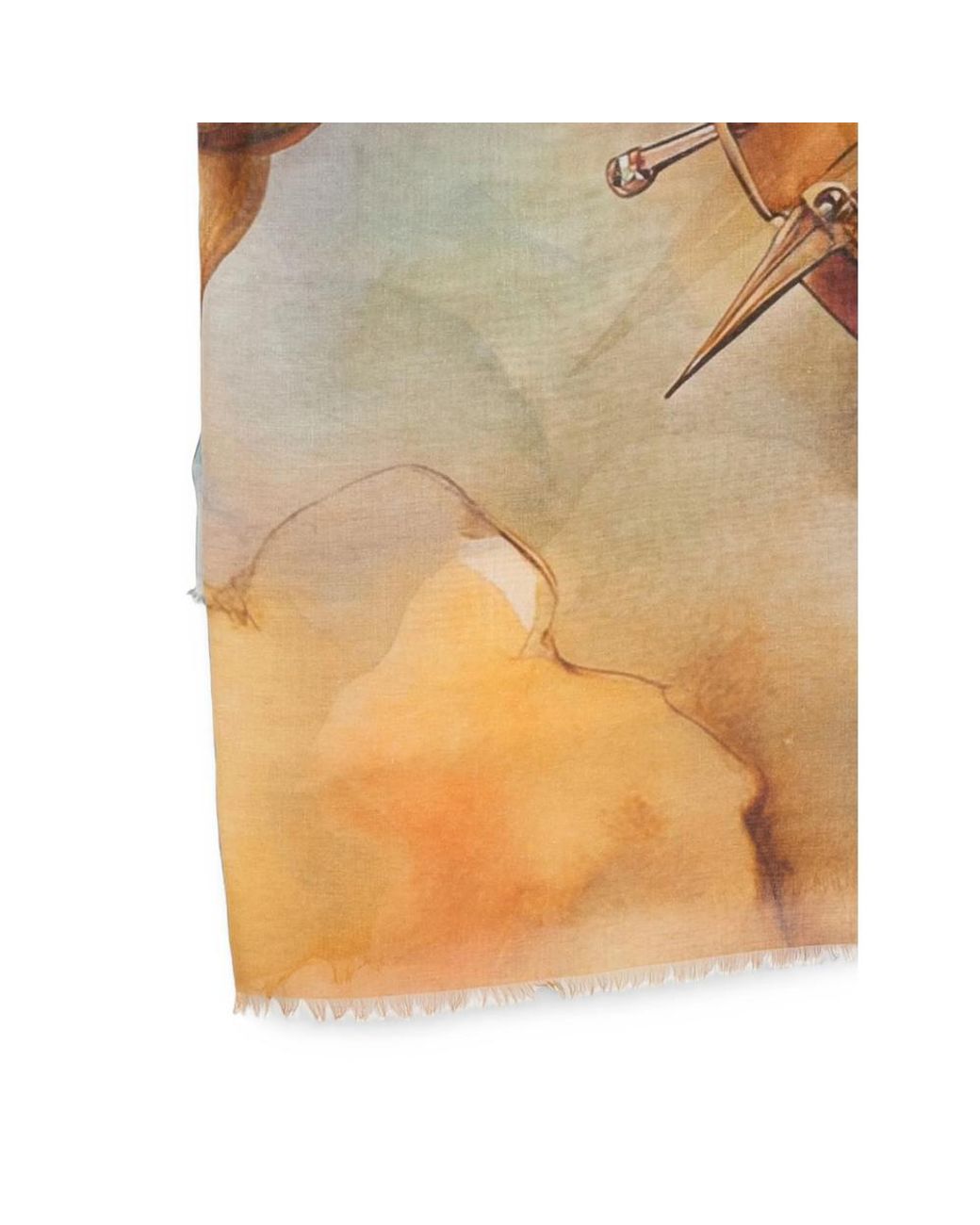 D'Aniello Multicolor Graphic-Print Frayed Scarf