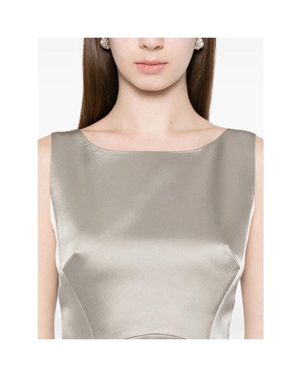 Fely Campo White Boat Neck Dress