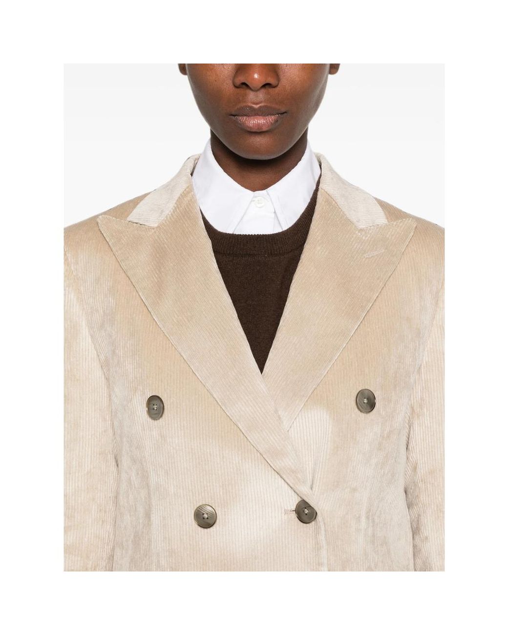Lardini Natural Double-Breasted Corduroy Blazer