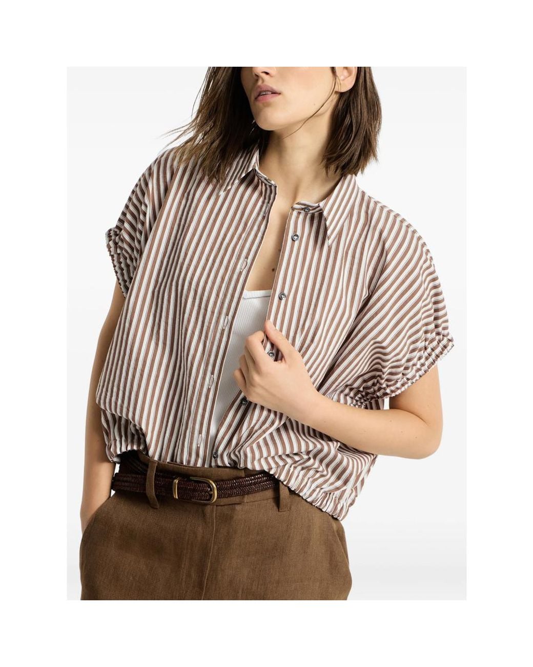 Brunello Cucinelli Multicolor Striped Monili-Embellished Shirt