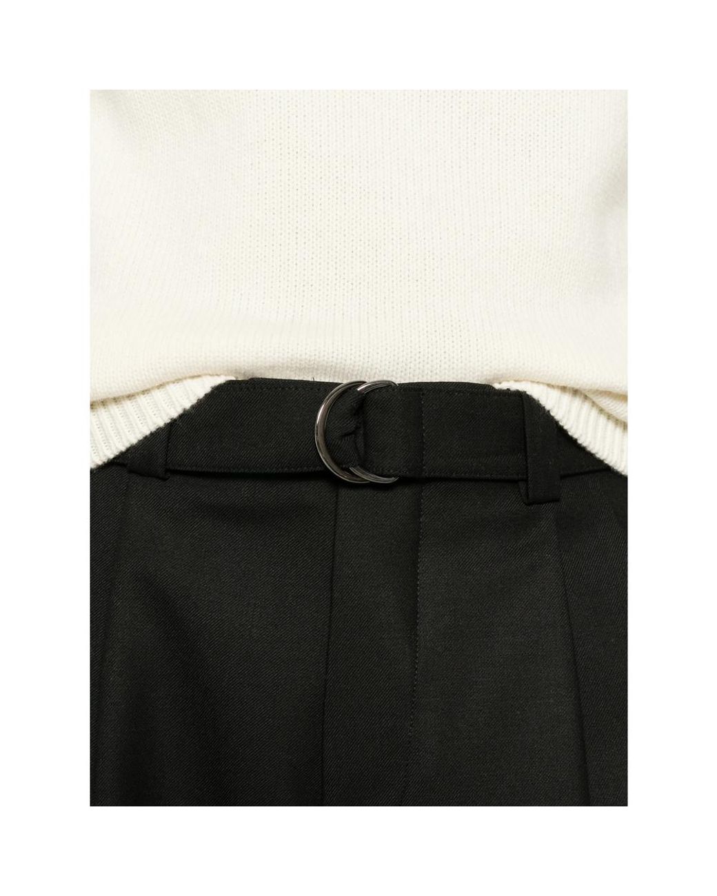 Eraldo Black Belted Pleated Trousers for men