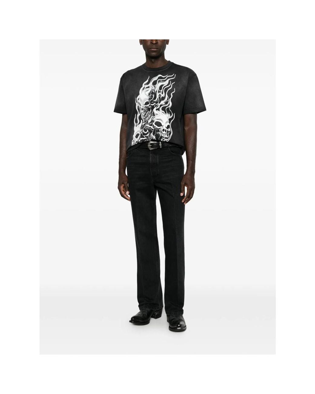 THUG CLUB Black Skull-Print T-Shirt for men