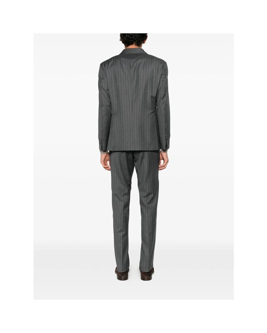 época Gray Pinstripe-Pattern Double-Breasted Suit for men