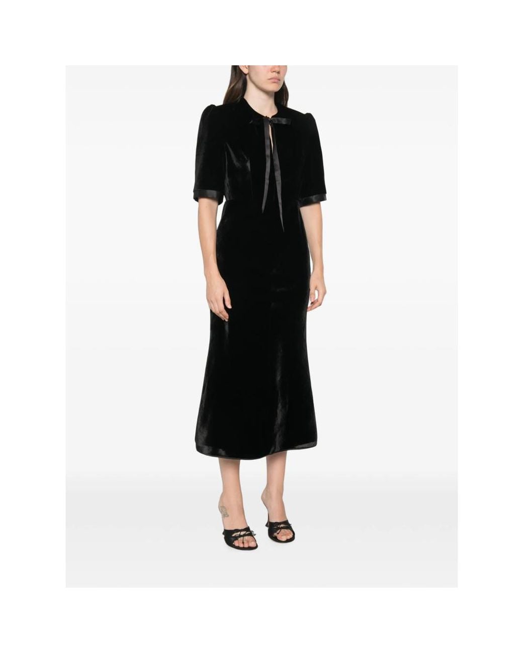 De Santis by Martin Alvarez Black Bow-Detail Velvet Midi Dress