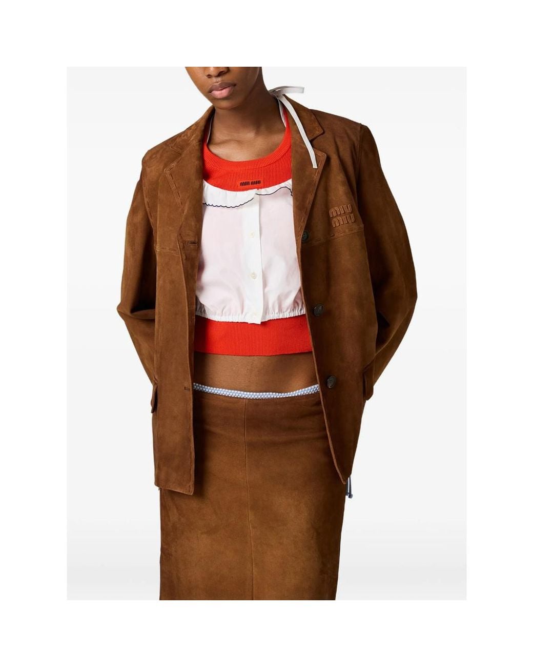 Miu Miu Red Cotton Crew-Neck Sweater