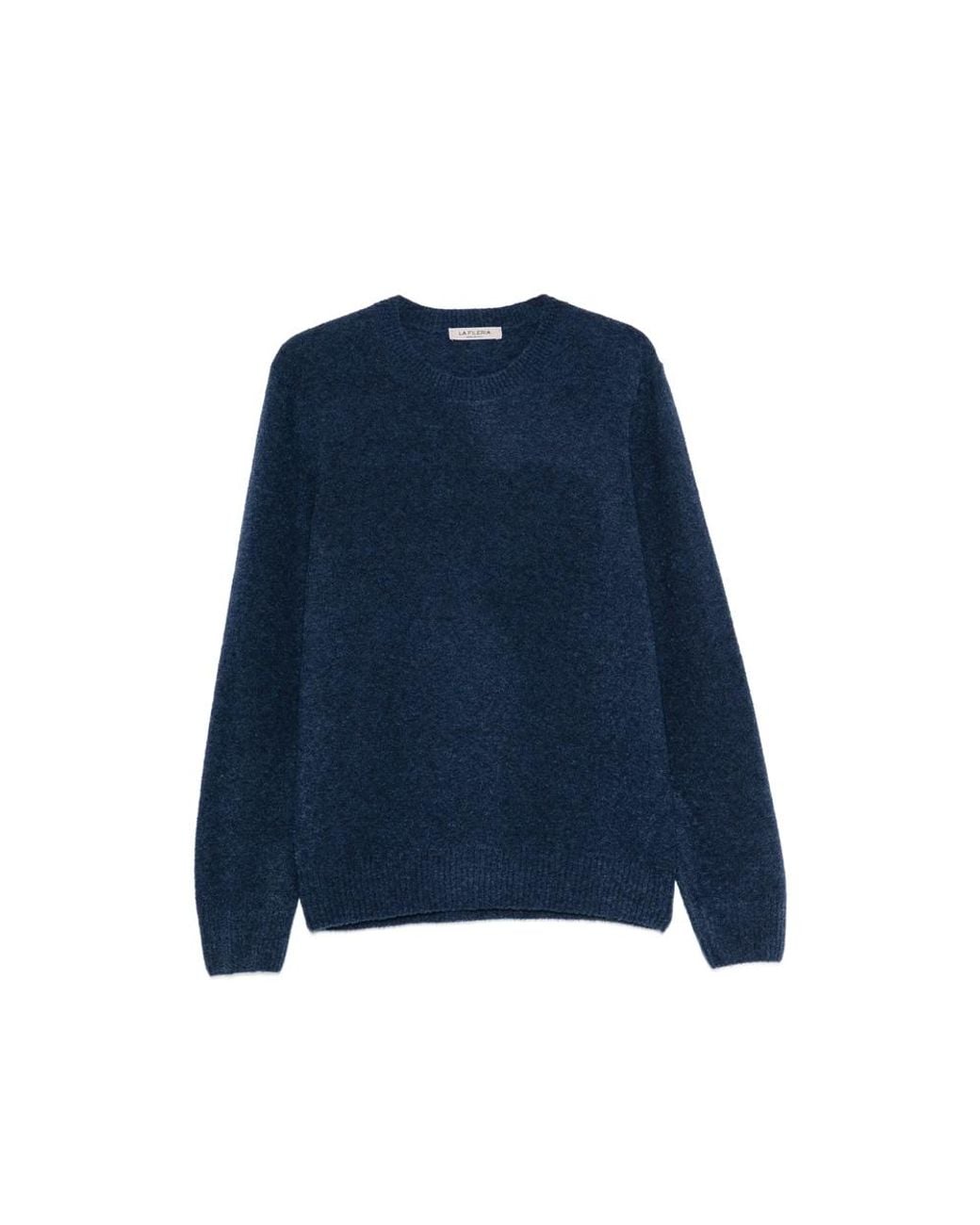 La Fileria Blue Bouclé-Knit Sweater for men