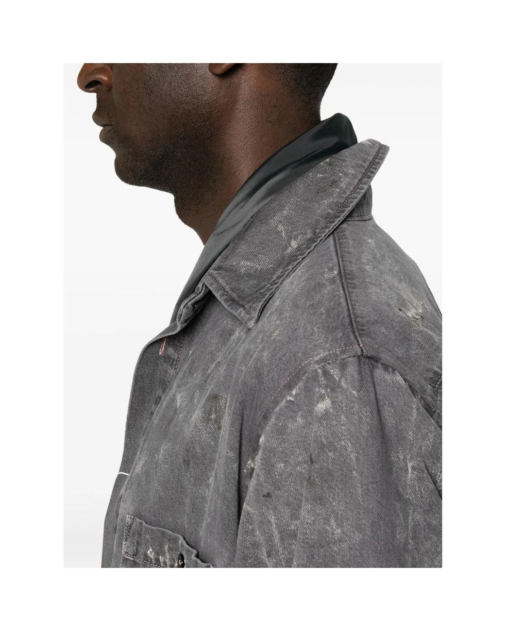 MM6 by Maison Margiela Gray Distressed Denim Jacket for men