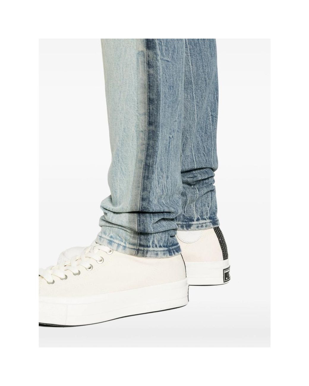 Purple Brand Blue Faded Panelled Jeans for men